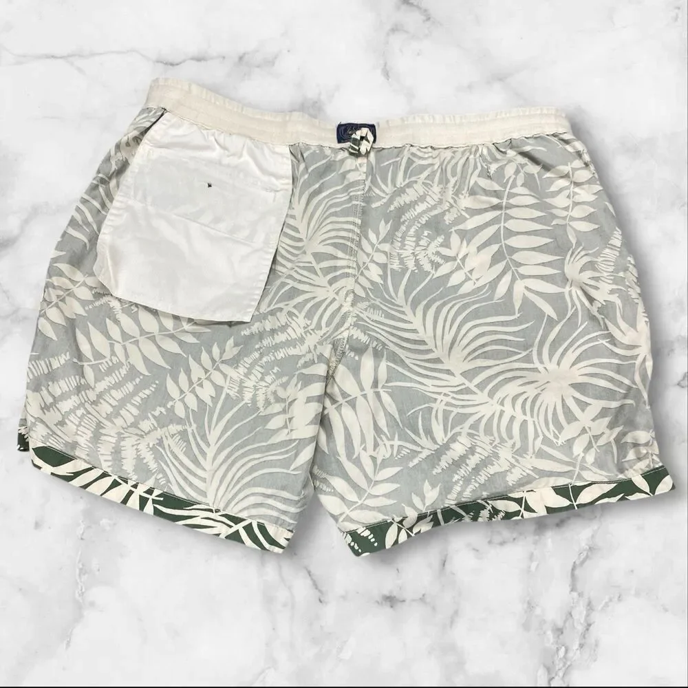 J Crew Mens Dock Beach Cotton Shorts Size X-Large‎ Green White
